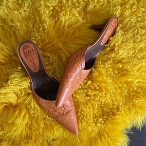 Vintage Leather Kitten Heel mules